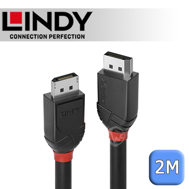 LINDY 林帝 BLACK DisplayPort 1.2版 公 to 公 傳輸線 2m (36492)