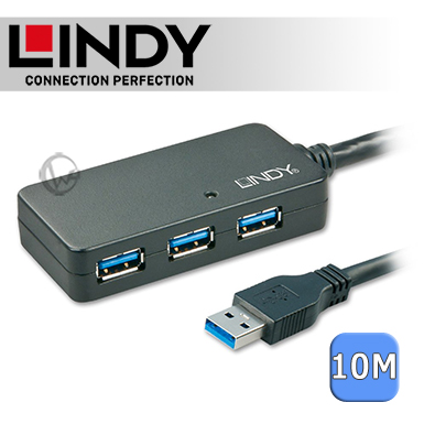 LINDY 林帝 主動式 USB3.0 4埠延長集線器 10m (43159)