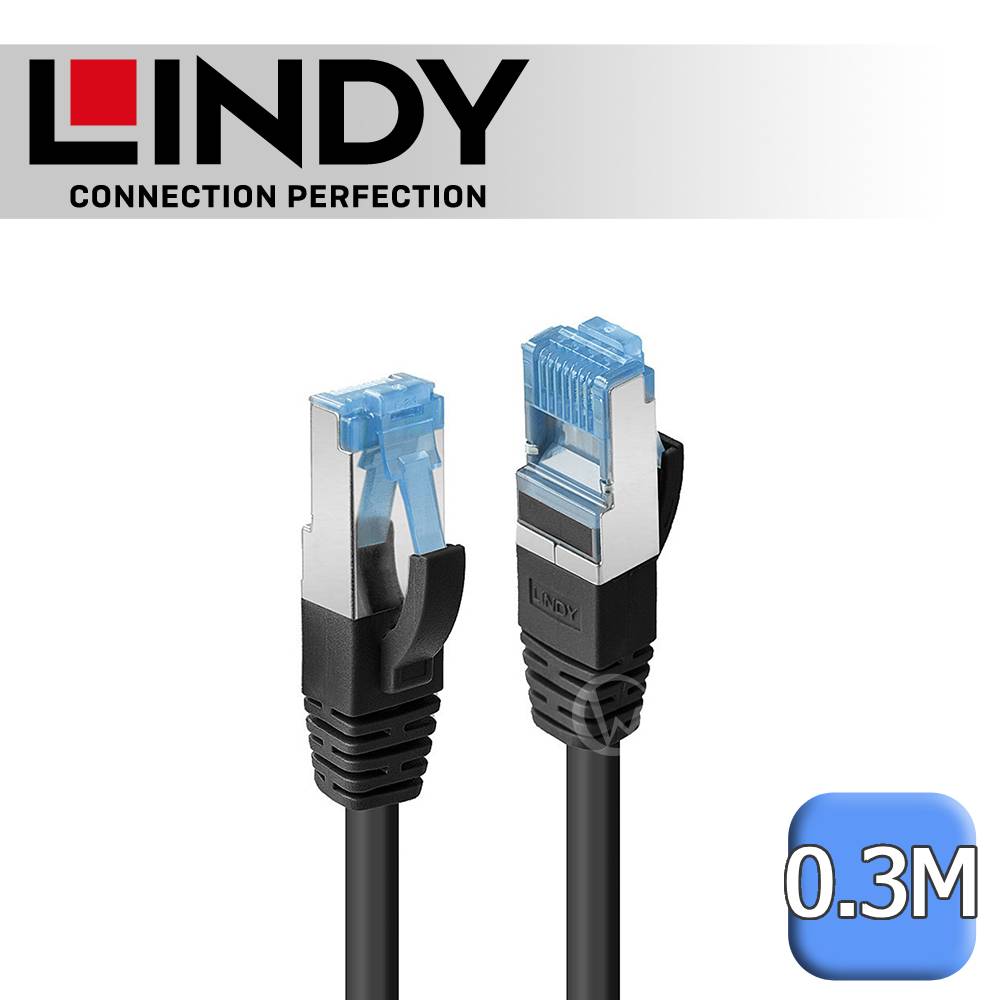 LINDY 林帝 CAT.6A 乙太 低煙無鹵 網路線 S/FTP 黑色 0.3m (47175)