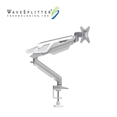 WaveSplitter 威世波 電競Style 鋁合金 氣壓式 螢幕支架 [桌夾式][冰川銀] (WST-MNT002)