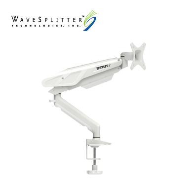 WaveSplitter 威世波 電競Style 鋁合金 氣壓式 螢幕支架 [桌夾式][冰雪白] (WST-MNT003)