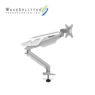 WaveSplitter 威世波 電競Style 鋁合金 氣壓式 螢幕支架 [穿孔式][冰川銀] (WST-MNT009)