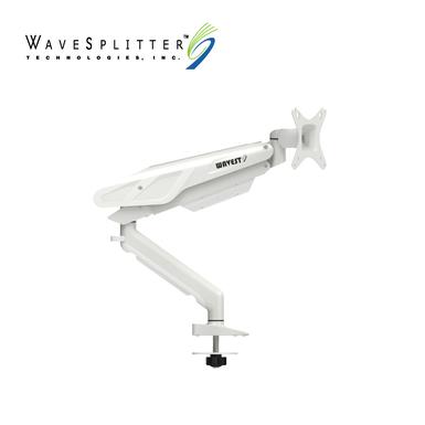 WaveSplitter 威世波 電競Style 鋁合金 氣壓式 螢幕支架 [穿孔式][冰雪白] (WST-MNT010)