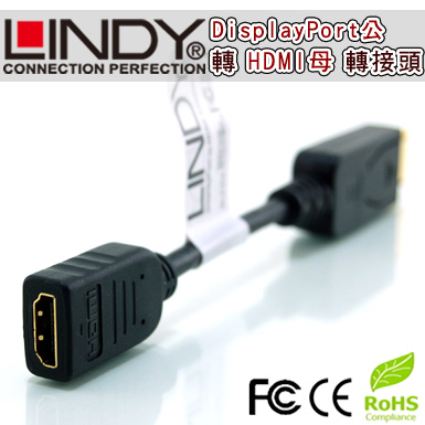 LINDY 林帝 DisplayPort公 轉 HDMI母 轉換器 (41018)