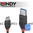 LINDY 林帝 Black USB 3.2 Gen 2 Type-C/公 to Type-A/公 傳輸線 1.5m (36917)