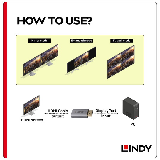 LINDY 林帝 主動式 DisplayPort 1.4 to HDMI 2.1 8K HDR 轉接器 (41095) 05