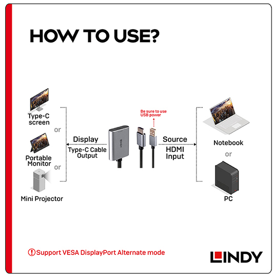 LINDY 林帝 主動式 HDMI2.0 to USB Type-C 轉接器 (43347) 04