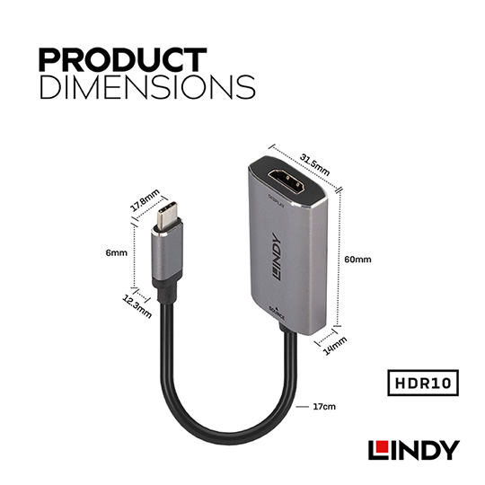 LINDY 林帝 主動式 USB3.1 Type-C to HDMI2.1 8K HDR 轉接器 (43327) 02