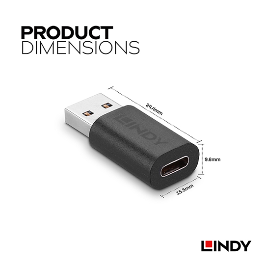 LINDY 林帝 USB 3.2 Gen2 Type-A/公 to Type-C/母 轉接頭 (41904) 04