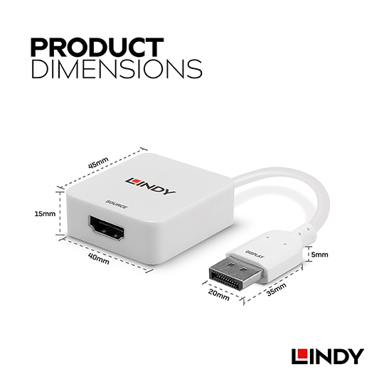 LINDY 林帝 HDMI 2.0 to DisplayPort 1.2版 4K@60Hz 轉接器 03