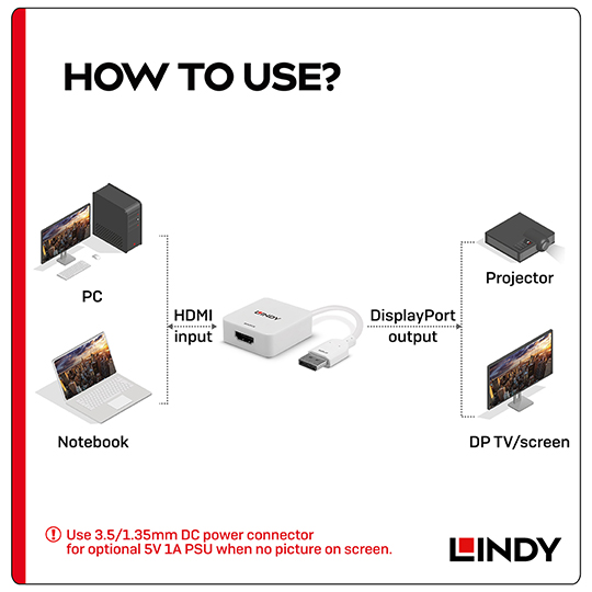 LINDY 林帝 HDMI 2.0 to DisplayPort 1.2版 4K@60Hz 轉接器 04