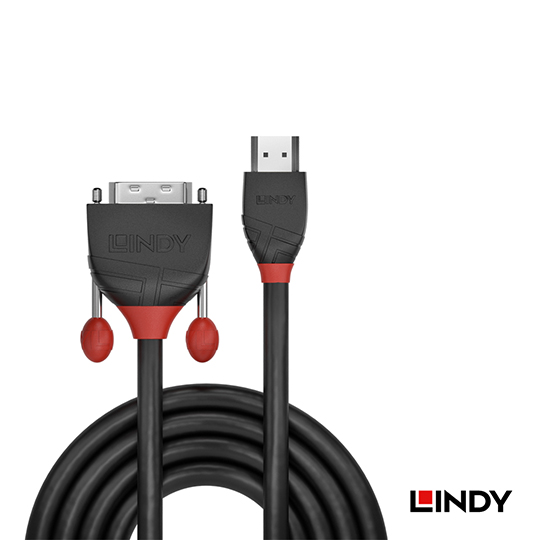 LINDY 林帝 BLACK HDMI Type-A/公 to DVI-D 單鍊結/公 轉接線 02