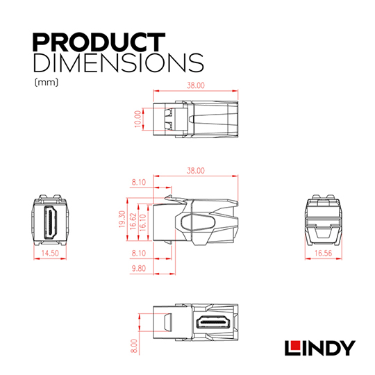 LINDY 林帝 HDMI A/母 to A/母 90度 模組/模塊 KEYSTONE (60490) 02