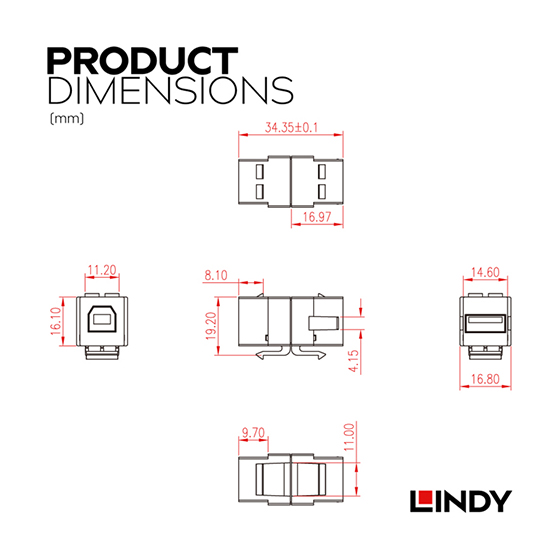 LINDY 林帝 USB2.0 Type-A/母 to B/母 模組/模塊 KEYSTONE (60555) 02