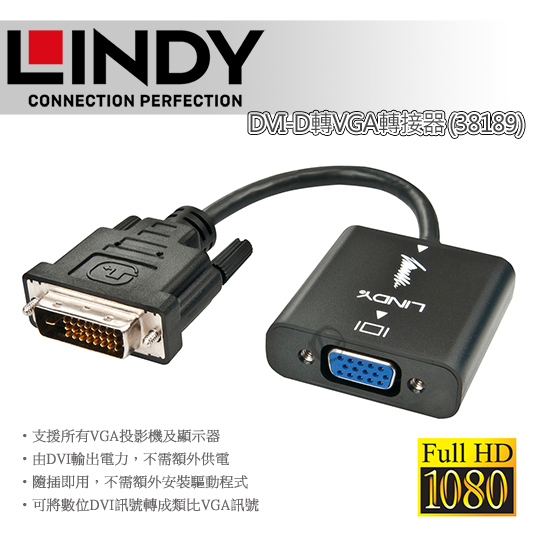 LINDY 林帝 DVI-D 轉 VGA 轉接器 (38189)