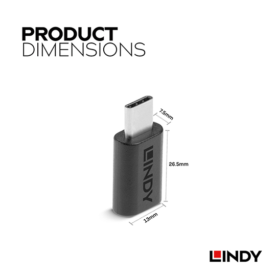 LINDY 林帝 USB3.2 Gen2X2 Type-C 公對母 轉接頭 (41893) 06