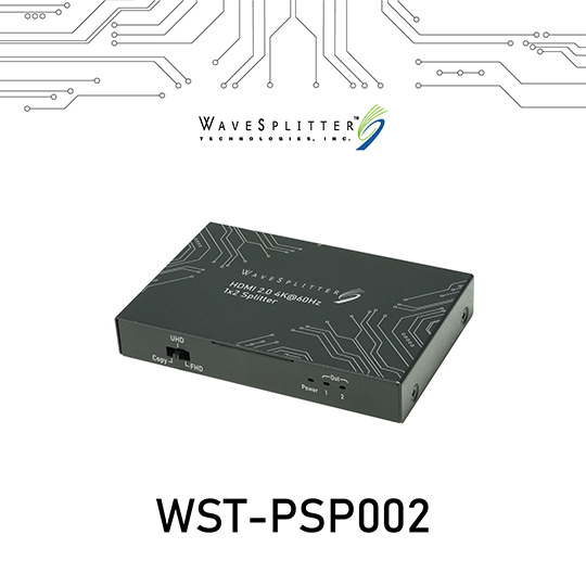 WAVESPLITTER 威世波 HDMI 2.0 4K@60Hz 一進二出影像分配器 (WST-PSP002) 01