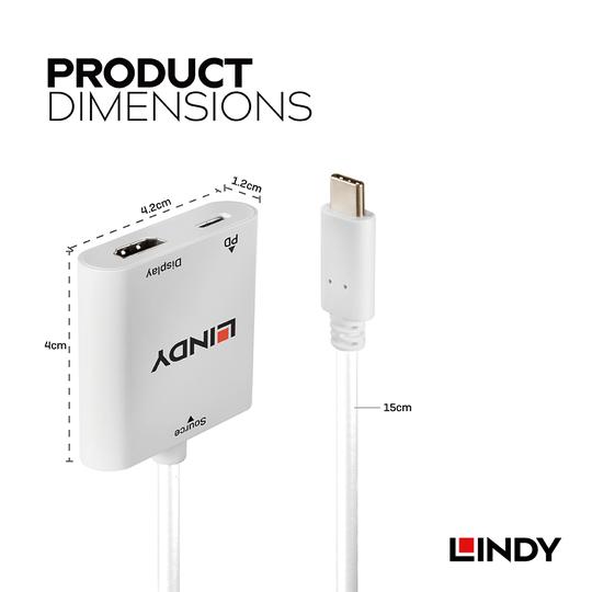 LINDY 林帝 主動式 USB3.1 Type-C to HDMI2.0 4K@60Hz 轉接器 帶PD功能 (43272) 03