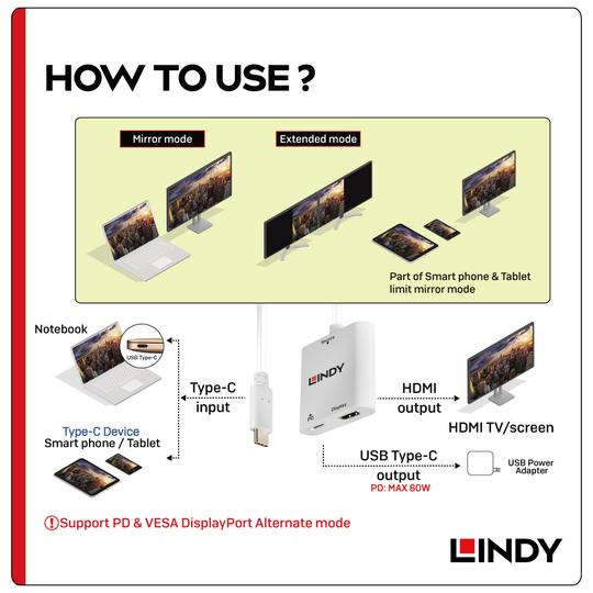 LINDY 林帝 主動式 USB3.1 Type-C to HDMI2.0 4K@60Hz 轉接器 帶PD功能 (43272) 04